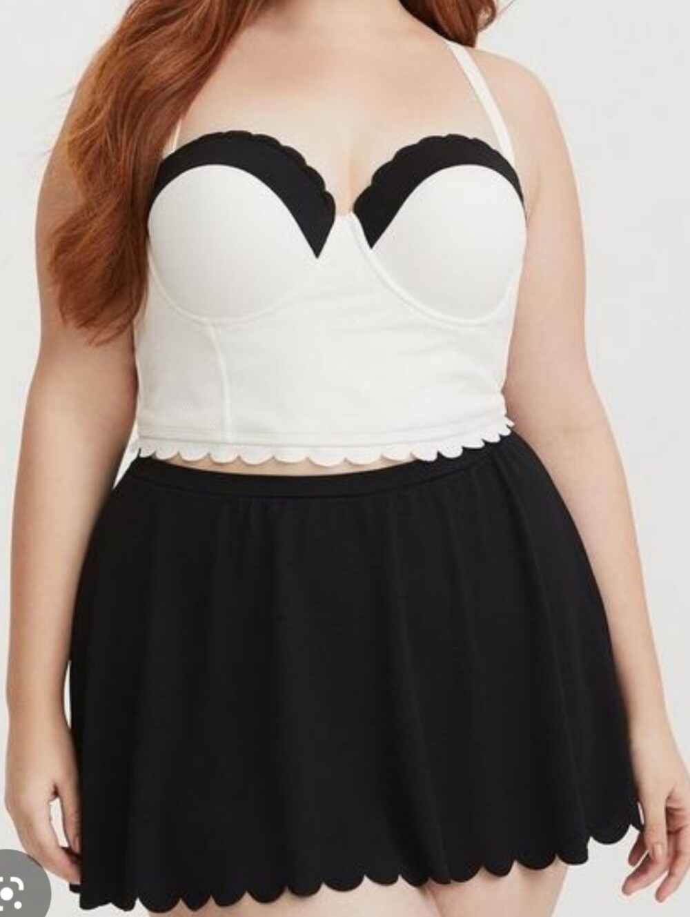TORRID Black and Ivory Scalloped MIDKINI